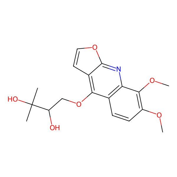2D Structure of 1-(7,8-Dimethoxyfuro[2,3-b]quinolin-4-yl)oxy-3-methylbutane-2,3-diol