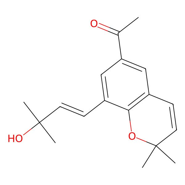 2D Structure of 1-[8-(3-Hydroxy-3-methylbut-1-enyl)-2,2-dimethylchromen-6-yl]ethanone