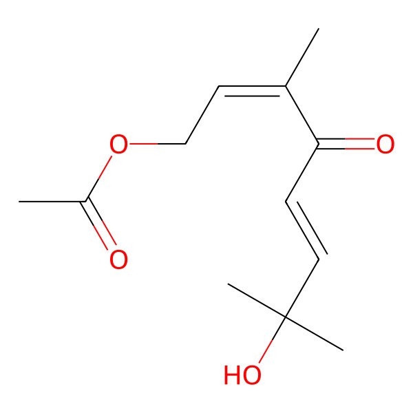 2D Structure of 1-Acetoxy-7-hydroxy-3,7-dimethyl-2E,5E-octadien-4-one