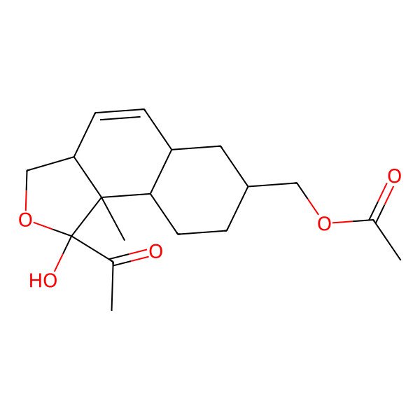 2D Structure of (1-Acetyl-1-hydroxy-9b-methyl-3,3a,5a,6,7,8,9,9a-octahydrobenzo[e][2]benzofuran-7-yl)methyl acetate