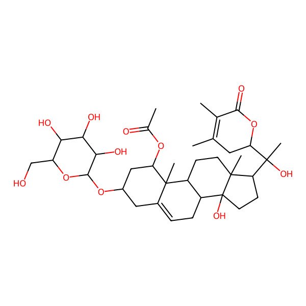 2D Structure of 1-Acetyl-3,14,20-trihydroxywitha-5,24-dienolide 3-glucoside