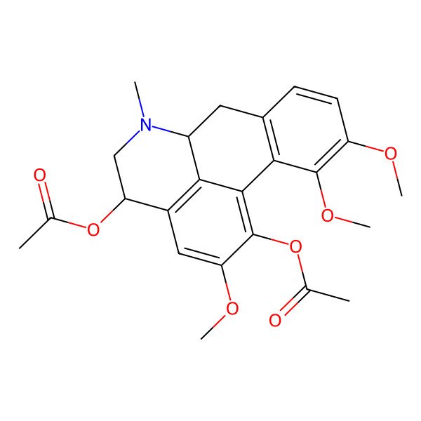 2D Structure of (1-acetyloxy-2,10,11-trimethoxy-6-methyl-5,6,6a,7-tetrahydro-4H-dibenzo[de,g]quinolin-4-yl) acetate