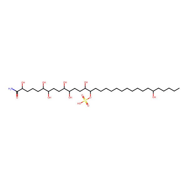 2D Structure of (1-Amino-2,6,7,10,11,14,27-heptahydroxy-1-oxodotriacontan-15-yl) hydrogen sulfate