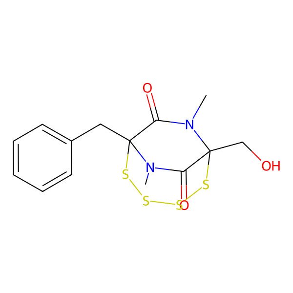 2D Structure of 1-Hydroxymethyl-7,9-dimethyl-6-benzyl-2,3,4,5-tetrathia-7,9-diazabicyclo[4.2.2]decane-8,10-dione