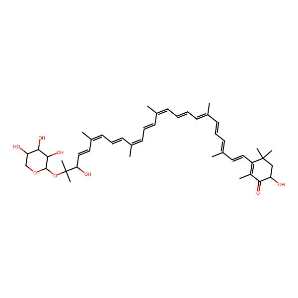 2D Structure of 1'-beta-Xylosyl-3,2'-dihydroxy-beta,psi-caroten-4-one