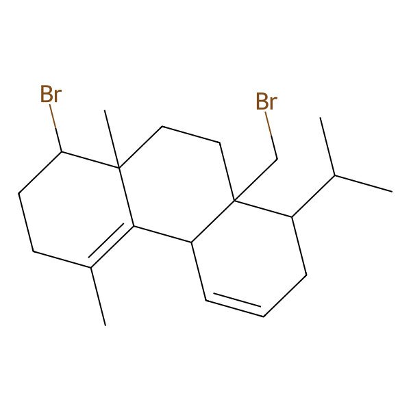 2D Structure of 1-Bromo-8a-(bromomethyl)-4,10a-dimethyl-8-propan-2-yl-1,2,3,4b,7,8,9,10-octahydrophenanthrene