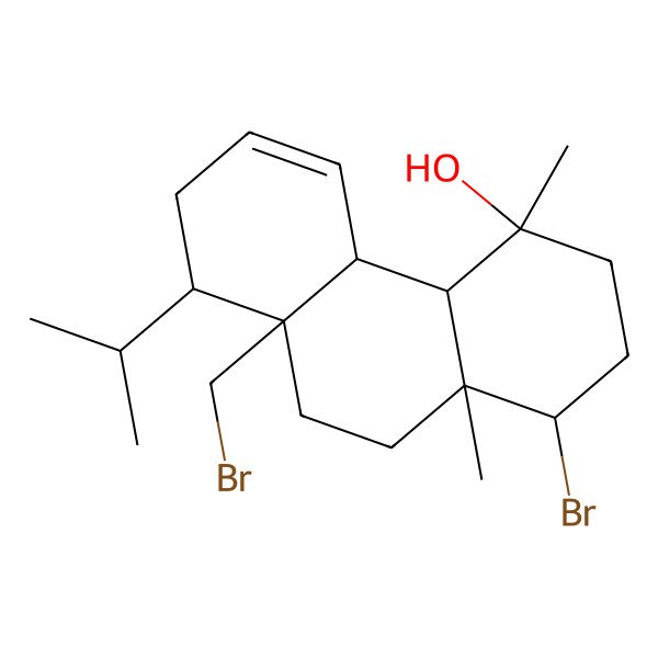 2D Structure of 1-bromo-8a-(bromomethyl)-8-isopropyl-4,10a-dimethyl-2,3,4a,4b,7,8,9,10-octahydro-1H-phenanthren-4-ol