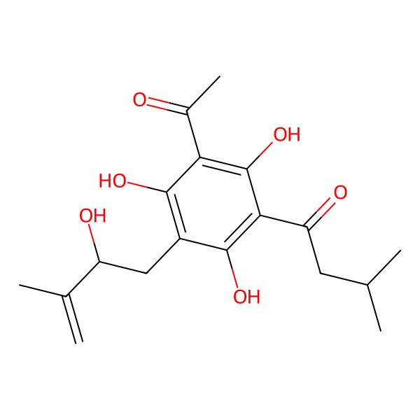 2D Structure of 1-Butanone, 1-[3-acetyl-2,4,6-trihydroxy-5-(2-hydroxy-3-methyl-3-butenyl)phenyl]-3-methyl-