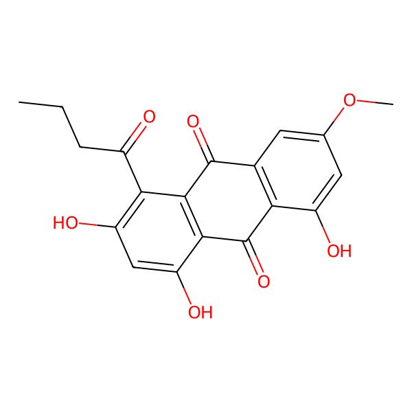 2D Structure of 1-Butanoyl-2,4,5-trihydroxy-7-methoxyanthracene-9,10-dione