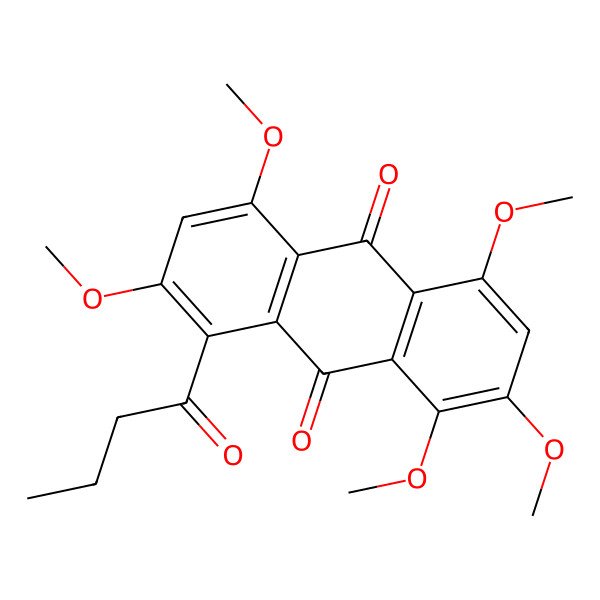 2D Structure of 1-Butanoyl-2,4,5,7,8-pentamethoxyanthracene-9,10-dione