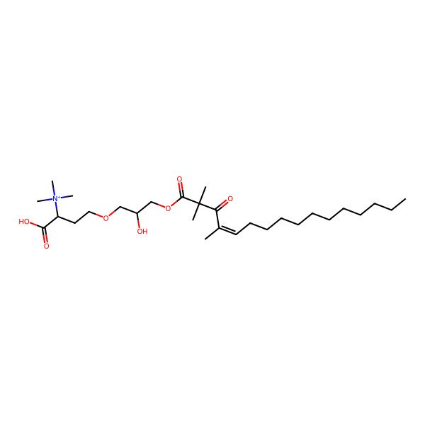 2D Structure of [1-Carboxy-3-[2-hydroxy-3-(2,2,4-trimethyl-3-oxohexadec-4-enoyl)oxypropoxy]propyl]-trimethylazanium