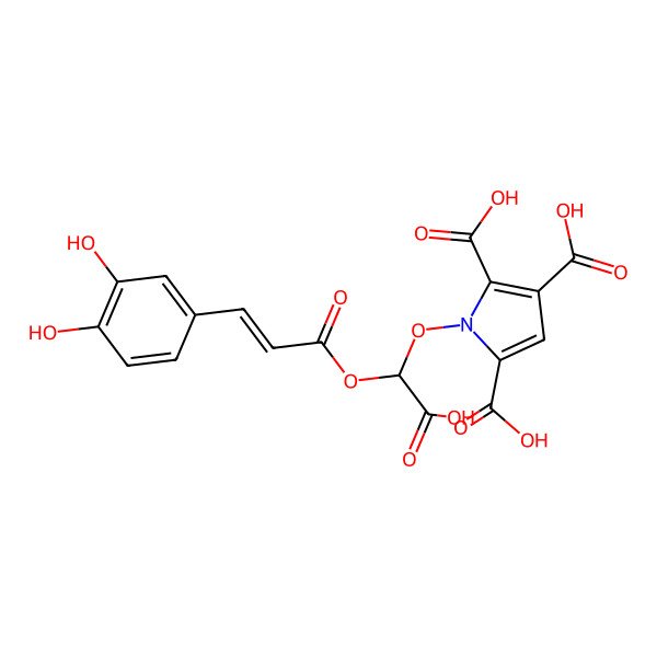 2D Structure of 1-[Carboxy-[3-(3,4-dihydroxyphenyl)prop-2-enoyloxy]methoxy]pyrrole-2,3,5-tricarboxylic acid