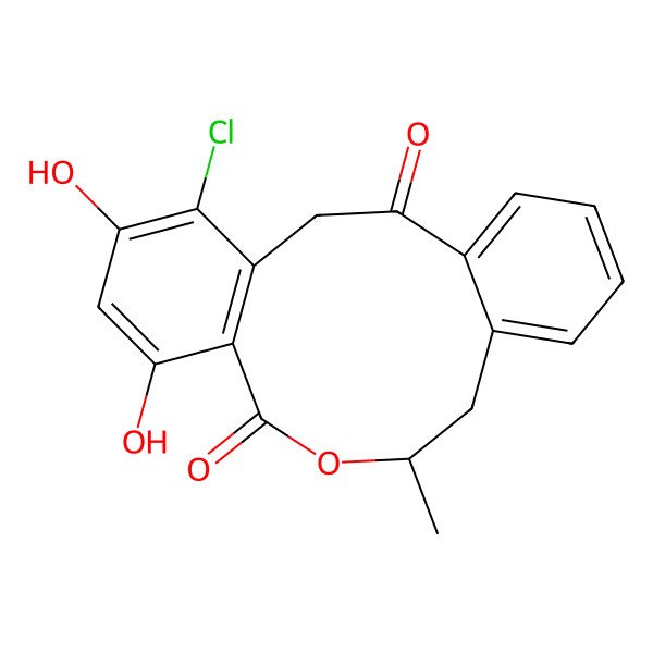2D Structure of 1-chloro-2,4-dihydroxy-7-methyl-8,14-dihydro-7H-benzo[e][2]benzoxecine-5,13-dione