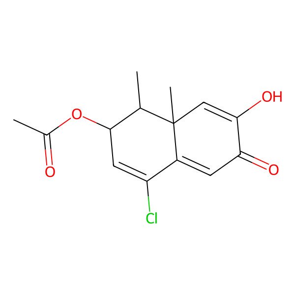 2D Structure of 1-Chloro-3beta-acetoxy-7-hydroxytrinoreremophil-1,6,9-trien-8-one
