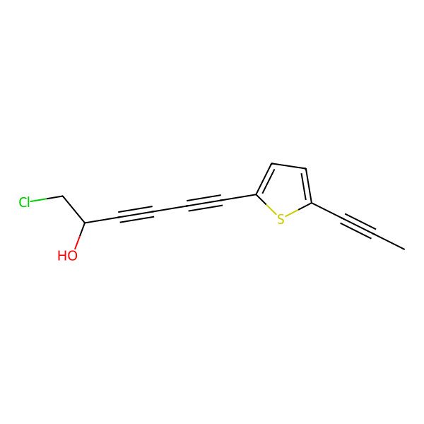 2D Structure of 1-Chloro-6-(5-(prop-1-ynyl)thiophen-2-yl)hexa-3,5-diyn-2-ol