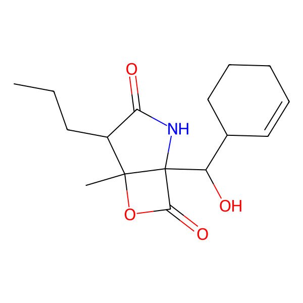 2D Structure of 1-[Cyclohex-2-en-1-yl(hydroxy)methyl]-5-methyl-4-propyl-6-oxa-2-azabicyclo[3.2.0]heptane-3,7-dione