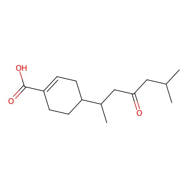 2D Structure of 1-Cyclohexene-1-carboxylic acid, 4-(1,5-dimethyl-3-oxohexyl)-