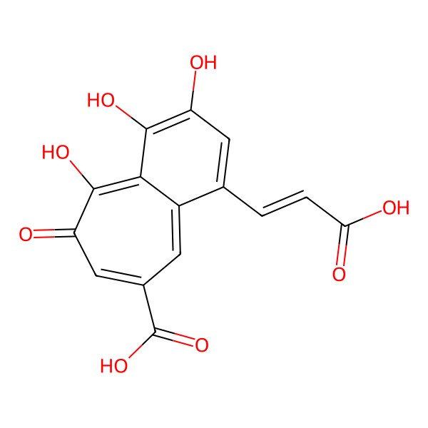 2D Structure of 1-[(E)-2-carboxyethenyl]-3,4,5-trihydroxy-6-oxobenzo[7]annulene-8-carboxylic acid