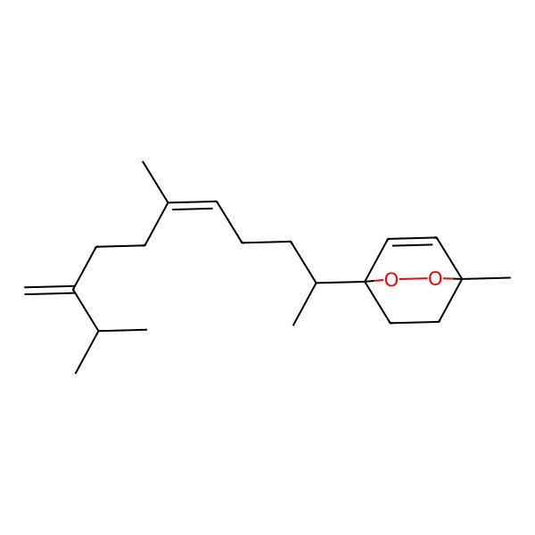 2D Structure of 1-[(E)-6,10-dimethyl-9-methylideneundec-5-en-2-yl]-4-methyl-2,3-dioxabicyclo[2.2.2]oct-5-ene