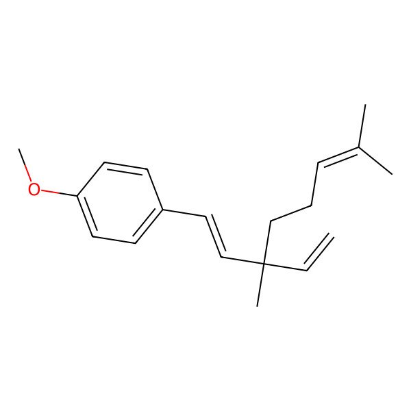 2D Structure of 1-((E)-(S)-3,7-Dimethyl-3-vinyl-octa-1,6-dienyl)-4-methoxy-benzene