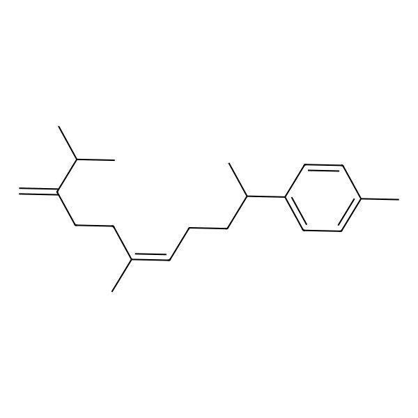 2D Structure of 1-[(E,2S)-6,10-dimethyl-9-methylideneundec-5-en-2-yl]-4-methylbenzene