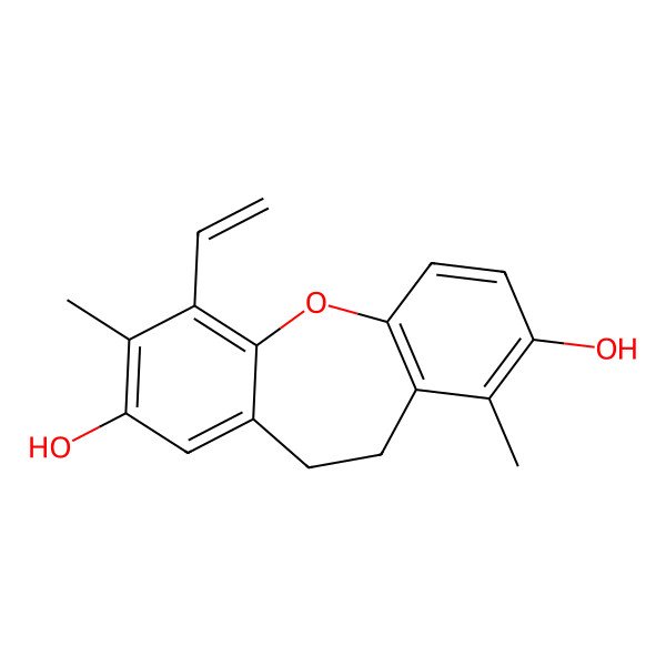 2D Structure of 1-Ethenyl-2,7-dimethyl-5,6-dihydrobenzo[b][1]benzoxepine-3,8-diol