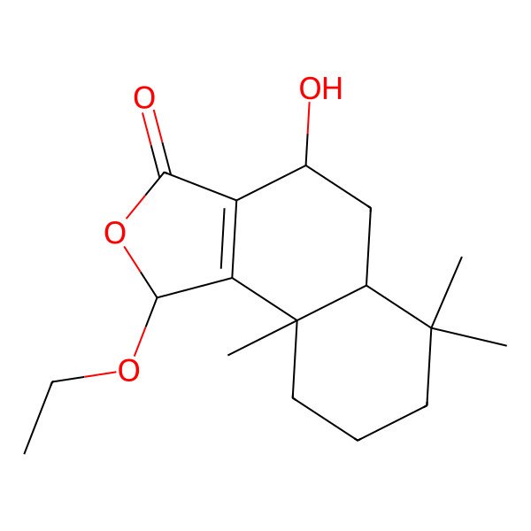 2D Structure of 1-ethoxy-4-hydroxy-6,6,9a-trimethyl-4,5,5a,7,8,9-hexahydro-1H-benzo[e][2]benzofuran-3-one