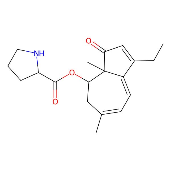 2D Structure of (1-Ethyl-3a,6-dimethyl-3-oxo-4,5-dihydroazulen-4-yl) pyrrolidine-2-carboxylate