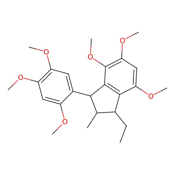 2D Structure of 1-ethyl-4,5,7-trimethoxy-2-methyl-3-(2,4,5-trimethoxyphenyl)-2,3-dihydro-1H-indene