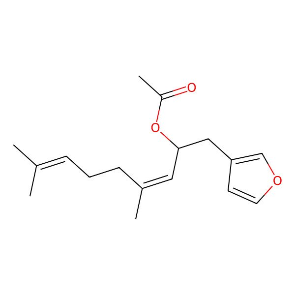2D Structure of [1-(Furan-3-yl)-4,8-dimethylnona-3,7-dien-2-yl] acetate
