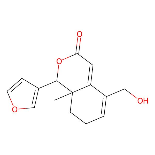 2D Structure of 1-(furan-3-yl)-5-(hydroxymethyl)-8a-methyl-7,8-dihydro-1H-isochromen-3-one 2D Structure of 1-(furan-3-yl)-5-(hydroxymethyl)-8a-methyl-7,8-dihydro-1H-isochromen-3-one