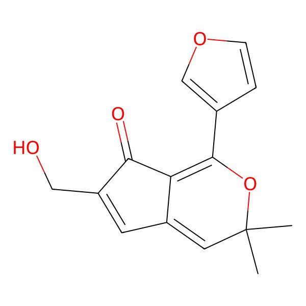 2D Structure of 1-(Furan-3-yl)-6-(hydroxymethyl)-3,3-dimethylcyclopenta[c]pyran-7-one