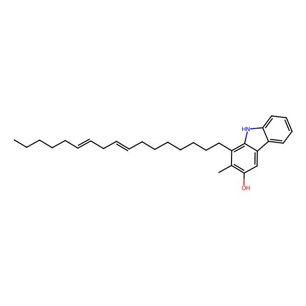 2D Structure of 1-heptadeca-8,11-dienyl-2-methyl-9H-carbazol-3-ol