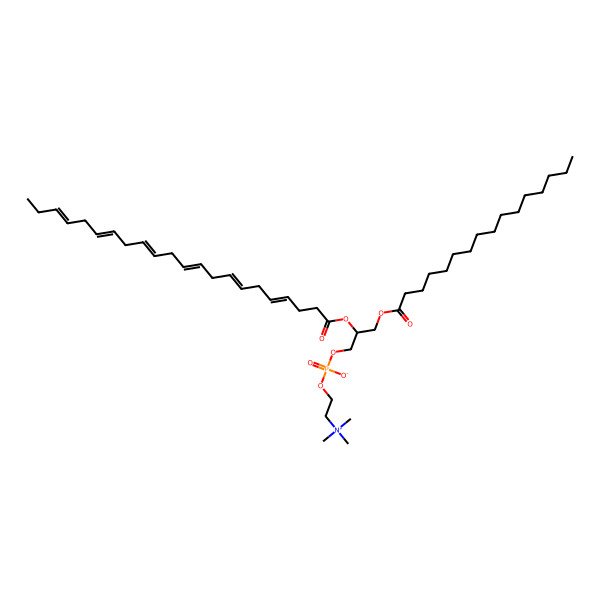 2D Structure of 1-hexadecanoyl-2-(4E,7E,10E,13E,16E,19E-docosahexaenoyl)-sn-glycero-3-phosphocholine