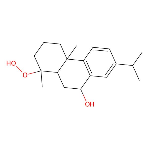 2D Structure of 1-Hydroperoxy-1,4a-dimethyl-7-propan-2-yl-2,3,4,9,10,10a-hexahydrophenanthren-9-ol
