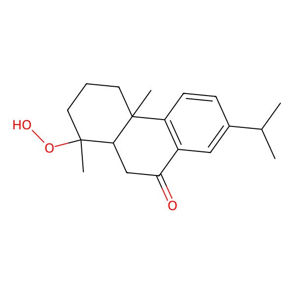 2D Structure of 1-hydroperoxy-1,4a-dimethyl-7-propan-2-yl-3,4,10,10a-tetrahydro-2H-phenanthren-9-one 2D Structure of 1-hydroperoxy-1,4a-dimethyl-7-propan-2-yl-3,4,10,10a-tetrahydro-2H-phenanthren-9-one