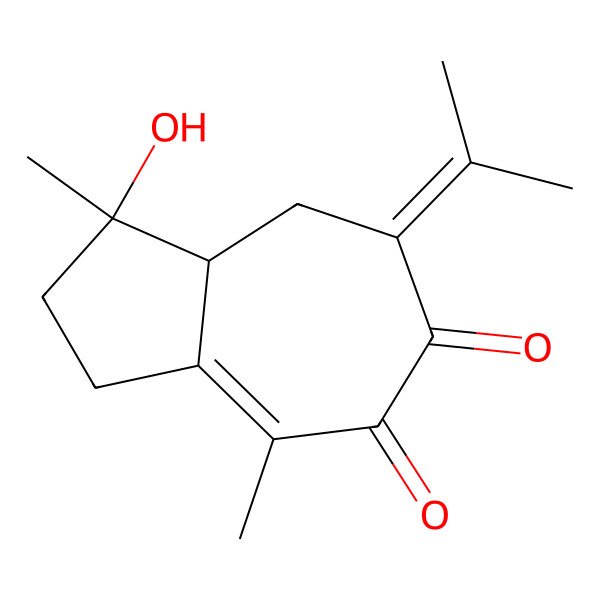 2D Structure of 1-Hydroxy-1,4-dimethyl-7-propan-2-ylidene-2,3,8,8a-tetrahydroazulene-5,6-dione 2D Structure of 1-Hydroxy-1,4-dimethyl-7-propan-2-ylidene-2,3,8,8a-tetrahydroazulene-5,6-dione