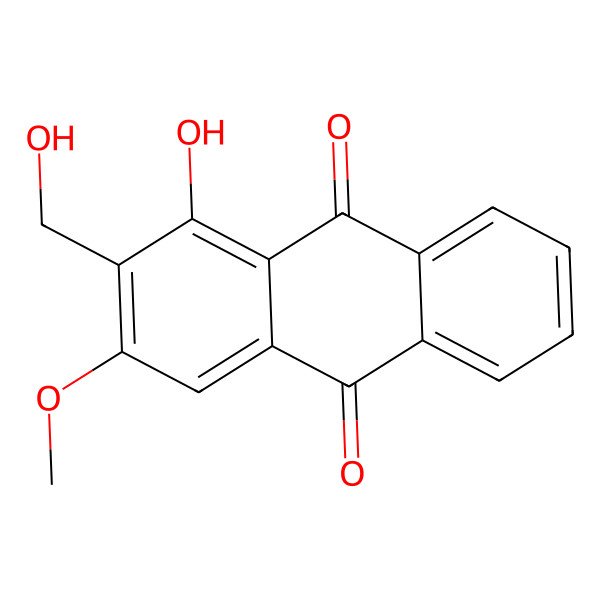 2D Structure of 1-Hydroxy-2-(hydroxymethyl)-3-methoxyanthracene-9,10-dione