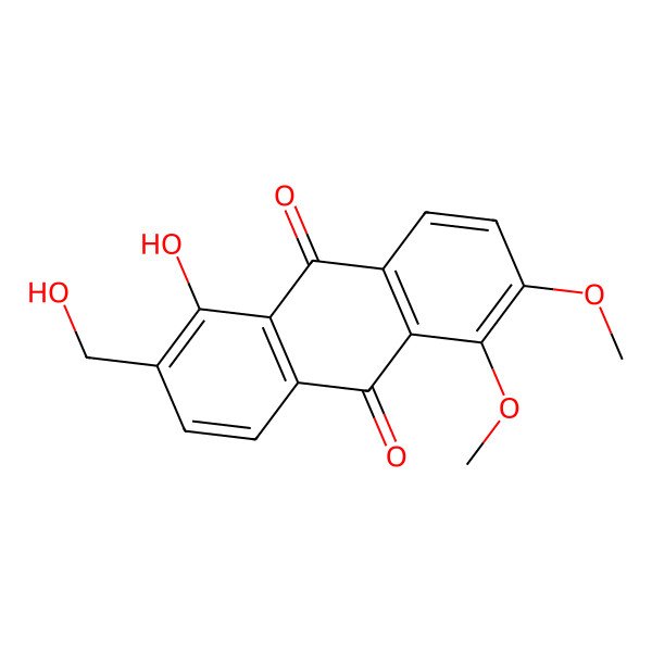 2D Structure of 1-Hydroxy-2-(hydroxymethyl)-5,6-dimethoxyanthracene-9,10-dione