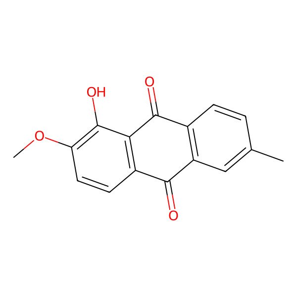 2D Structure of 1-Hydroxy-2-methoxy-6-methyl-anthracene-9,10-dione