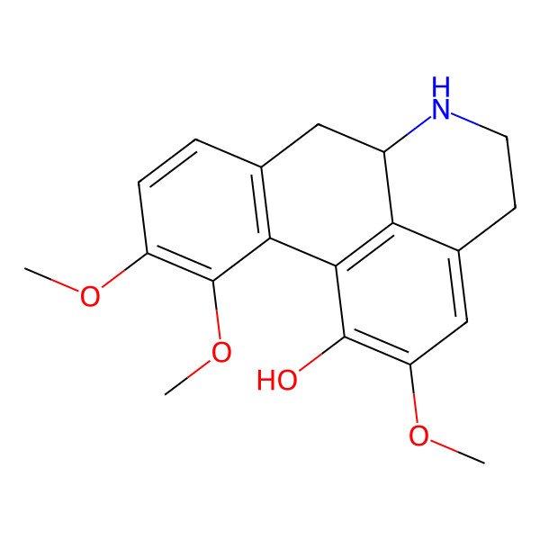 2D Structure of 1-Hydroxy-2,10,11-trimethoxynoraporphine