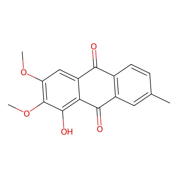 2D Structure of 1-Hydroxy-2,3-dimethoxy-7-methyl-9,10-anthraquinone 2D Structure of 1-Hydroxy-2,3-dimethoxy-7-methyl-9,10-anthraquinone
