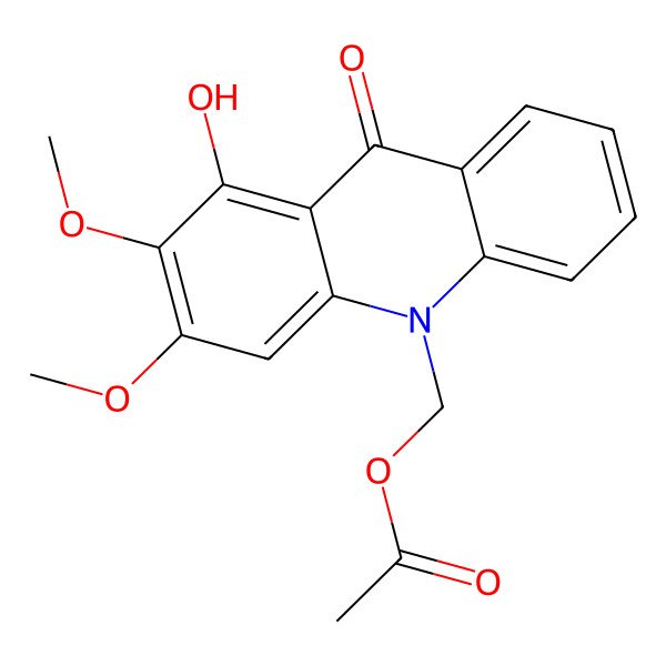 2D Structure of (1-Hydroxy-2,3-dimethoxy-9-oxoacridin-10-yl)methyl acetate 2D Structure of (1-Hydroxy-2,3-dimethoxy-9-oxoacridin-10-yl)methyl acetate