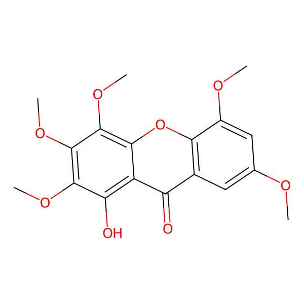 2D Structure of 1-Hydroxy-2,3,4,5,7-pentamethoxyxanthone