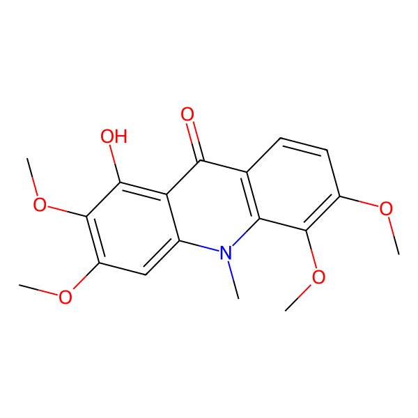 2D Structure of 1-Hydroxy-2,3,5,6-tetramethoxy-10-methylacridin-9-one 2D Structure of 1-Hydroxy-2,3,5,6-tetramethoxy-10-methylacridin-9-one