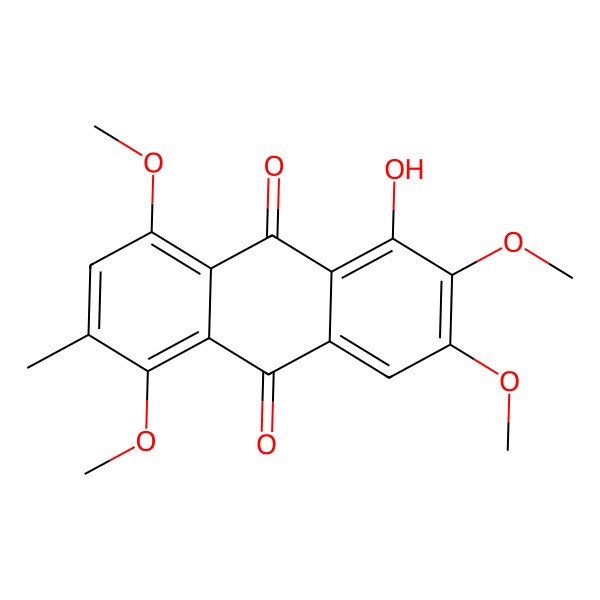 2D Structure of 1-Hydroxy-2,3,5,8-tetramethoxy-6-methylanthracene-9,10-dione