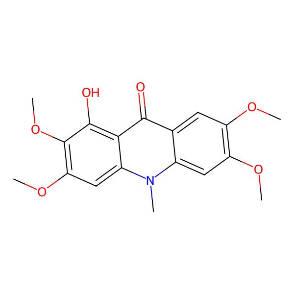 2D Structure of 1-Hydroxy-2,3,6,7-tetramethoxy-10-methylacridin-9-one