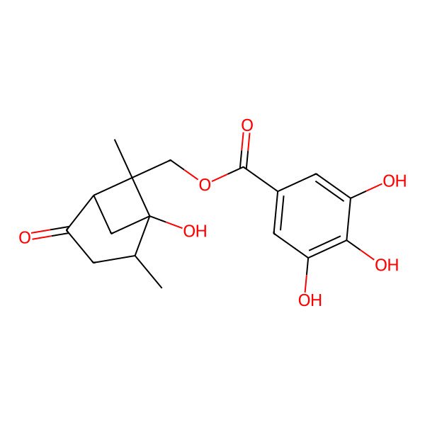 2D Structure of (1-Hydroxy-2,6-dimethyl-4-oxo-6-bicyclo[3.1.1]heptanyl)methyl 3,4,5-trihydroxybenzoate