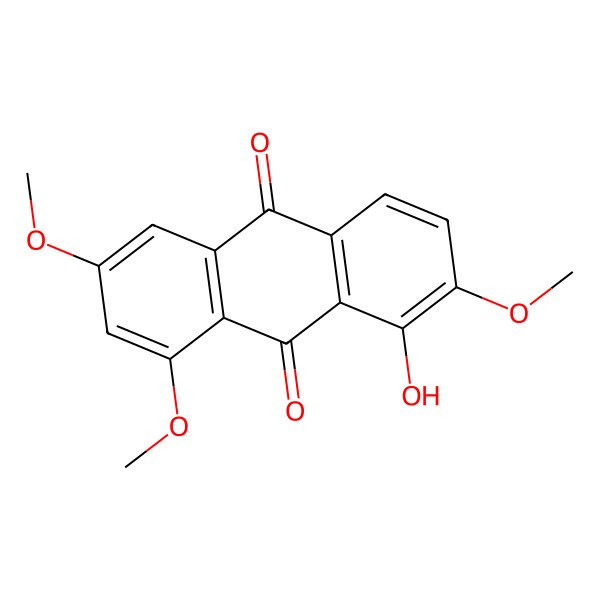 2D Structure of 1-Hydroxy-2,6,8-trimethoxy-9,10-anthraquinone