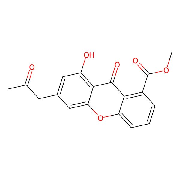 2D Structure of 1-Hydroxy-3-(2-oxopropyl)-8-methoxycarbonylxanthone